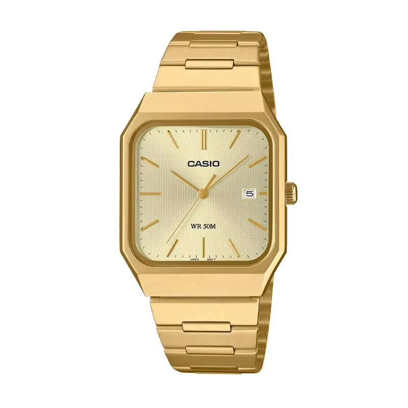 Casio Enticer Champagne Dial Gold-tone Men's Watch- MTP-B185G-9AV